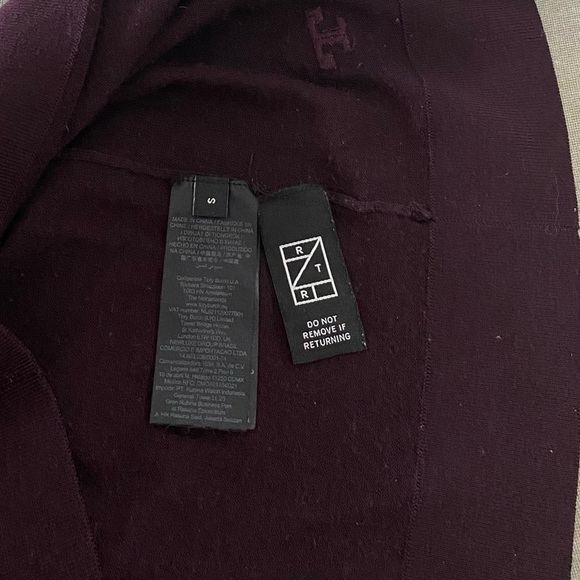 Tory Burch Polo Top Crochet Collar in Burgundy Merino Wool Size Small - Picture 7 of 9
